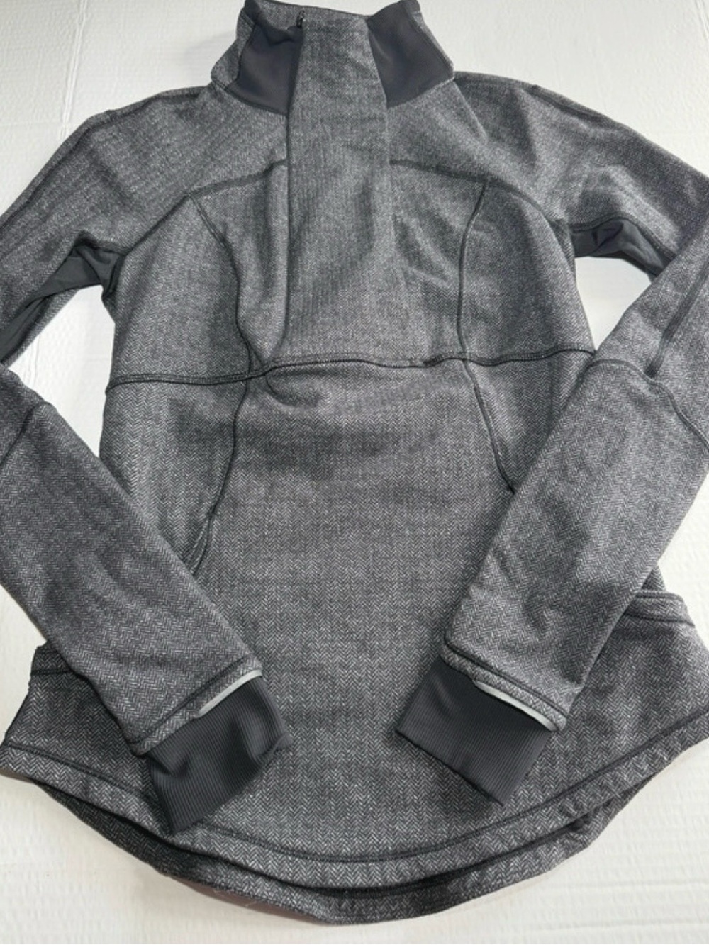 lululemon athletica Fitted Gray Herringbone Quarter-Zip  Jacket